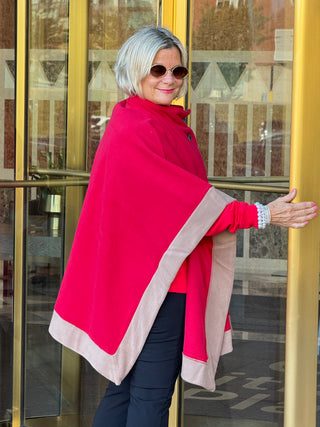 Red Womens Poncho Outer Coat