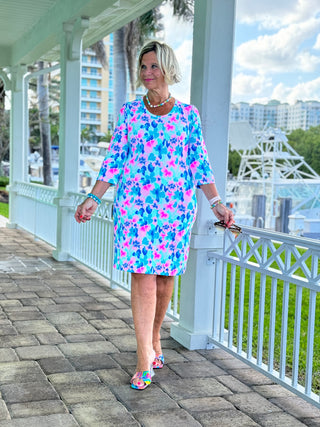 PINK PETALS SLEEVE DRESS