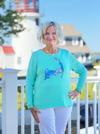 BEACH CLUB SEAFOAM CAPE COD MAP SWEATER Cathys Place