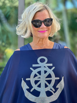 SWAROVSKI  CRYSTAL NAVY ANCHOR STATEMENT TOP