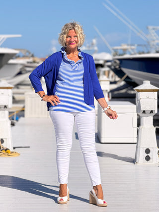 NAUTICAL BLU SLEEVELESS RUFFLE LULU-B