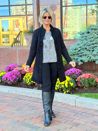 LULU-B ROUGED BLACK CARDIGAN