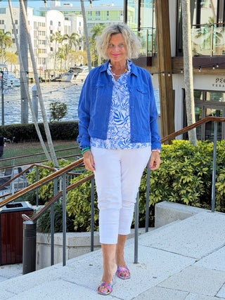 LULU B HIBISCUS COAST SLEEVELESS RUFFLE TOP LULU-B