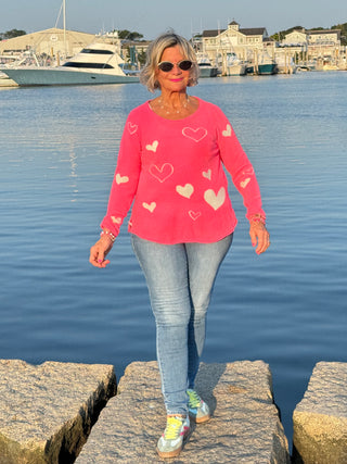 HOT PINK HEART SWEATER