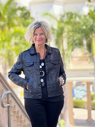LULU B BLACK METALLIC JACKET LULU-B