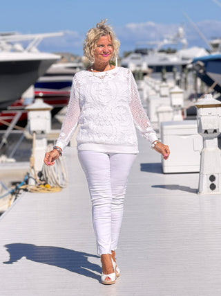 Women's Crochet Lined Pullover Sweater Cathys Place