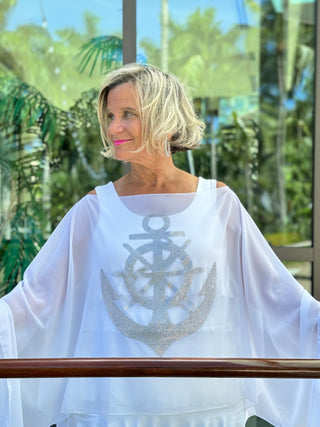 SWAROVSKI CRYSTAL WHITE ANCHOR STATEMENT TOP