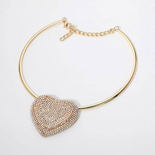 Rhinestone Paved Heart Pendant Necklace Sensibling Corp.