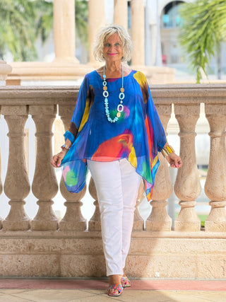 Sofia Sunrise Royal Blue Burnout top Cathys Place