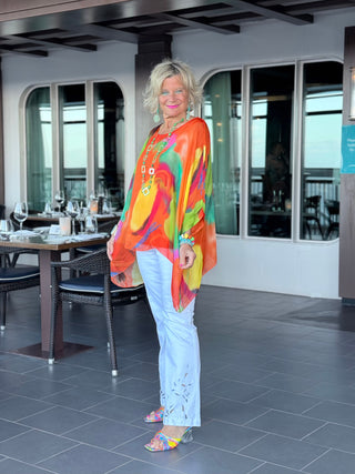 Sofia Sunrise Orange Silk top Cathys Place