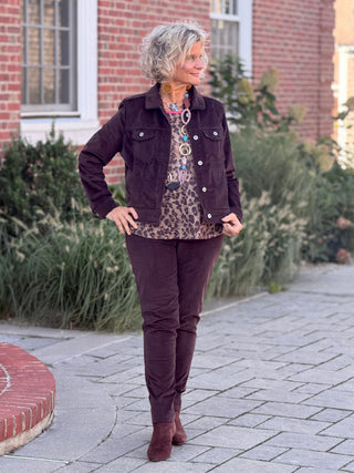 LULU B CHOCLATE VELOUR PANTS Cathys Place