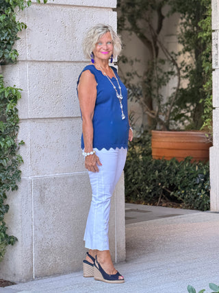 FRENCH RIVIERA NAVY SCALLOP TANK Cathys Place