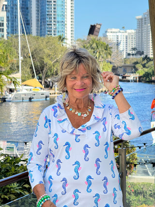 LULU B SHORELINE CHARM RUFFLE TOP
