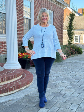 Women's Speckled Heather Rib Knit Top BLUEBELL