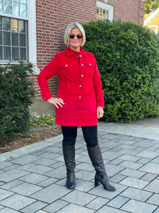 LULU-B RED NAVY VELOUR SKORT PREORDER SHIPS OCTOBER 31 LULU-B