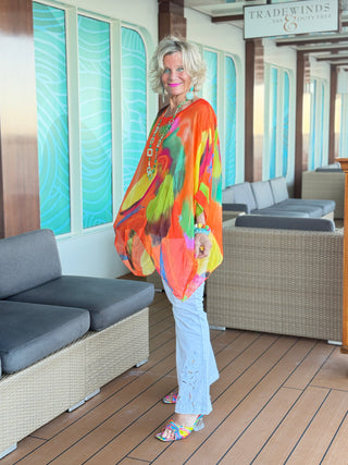 Sofia Sunrise Orange Silk top Cathys Place