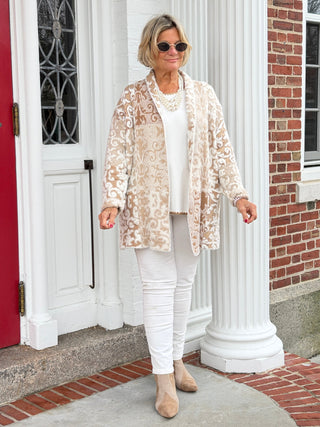 Women's Eyelash Scroll Jacquard Cardigan Cathys Place