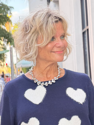 LULU-B NAVY FUZZY HEART SWEATER