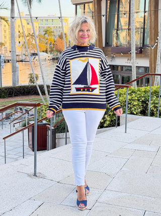 Nautical Stripe Sweater Top Cathys Place