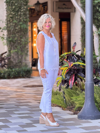 FRENCH RIVIERA WHITE SCALLOP TANK Cathys Place