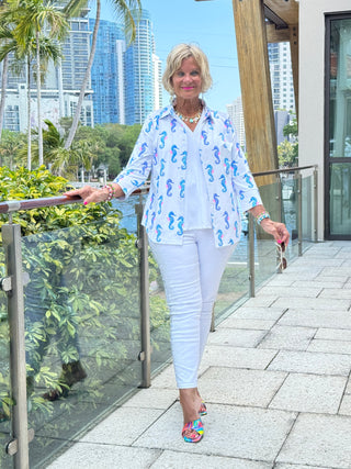 LULU B SHORELINE CHARM BUTTON UP SHIRT