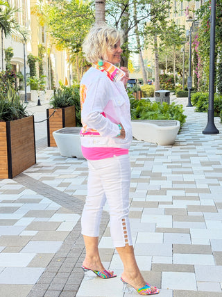 EMBELLISHED LATTICE CAPRI WHITE LULU-B