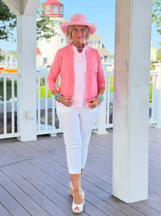 DOCKSIDE PRETTY PIN SLEEVELSS RUFFLE TOP LULU-B
