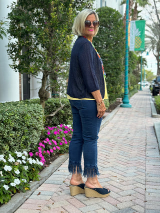 LULU-B NAVY FRINGE CAPRI - Cathys Place
