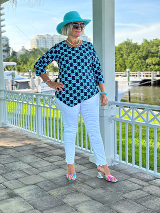 BLUE MEDALLION ASYMMETRICAL TOP