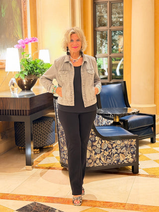 LULU B SILVER CHAMBRAY LINEN JACKET LULU-B