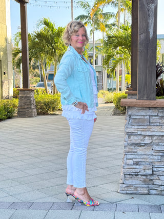 KEY WEST SEA FOAM LINEN JACKET - Cathys Place