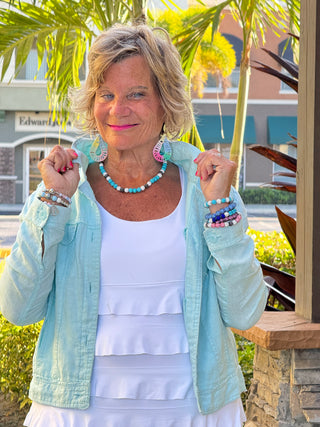 KEY WEST SEA FOAM LINEN JACKET - Cathys Place