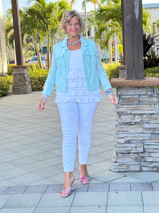 KEY WEST SEA FOAM LINEN JACKET - Cathys Place