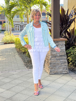 KEY WEST SEA FOAM LINEN JACKET - Cathys Place