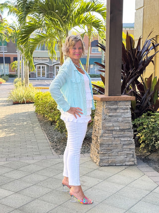 KEY WEST SEA FOAM LINEN JACKET - Cathys Place