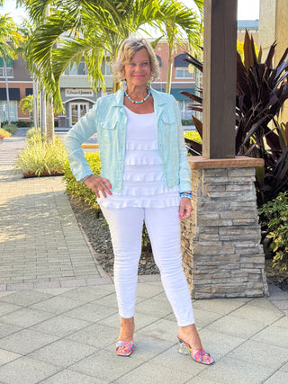 KEY WEST SEA FOAM LINEN JACKET - Cathys Place
