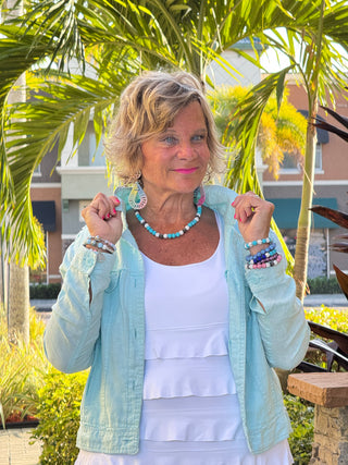 KEY WEST SEA FOAM LINEN JACKET - Cathys Place