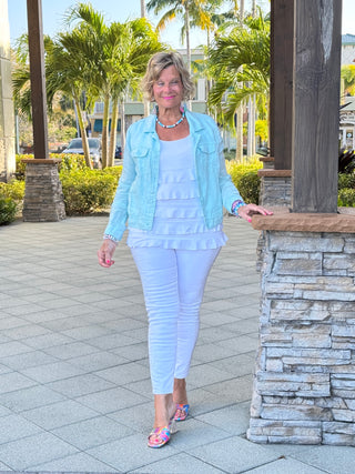 KEY WEST SEA FOAM LINEN JACKET - Cathys Place