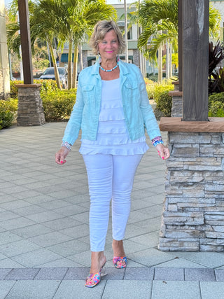 KEY WEST SEA FOAM LINEN JACKET - Cathys Place