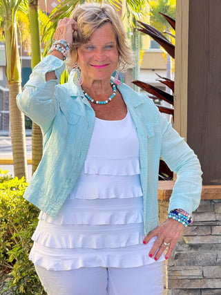KEY WEST SEA FOAM LINEN JACKET - Cathys Place