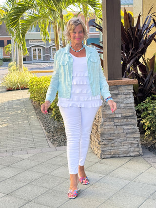 KEY WEST SEA FOAM LINEN JACKET - Cathys Place