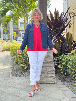 KEY WEST NAVY LINEN JACKET - Cathys Place