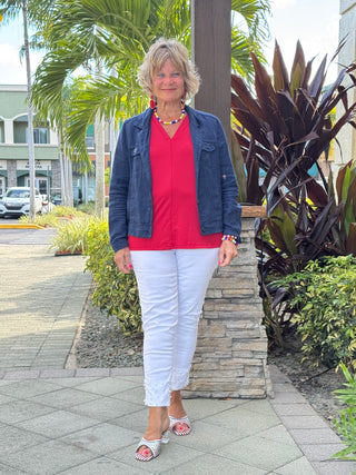 KEY WEST NAVY LINEN JACKET - Cathys Place
