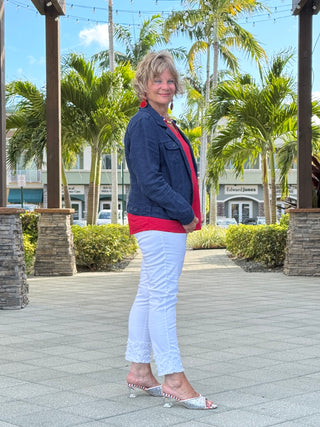 KEY WEST NAVY LINEN JACKET - Cathys Place