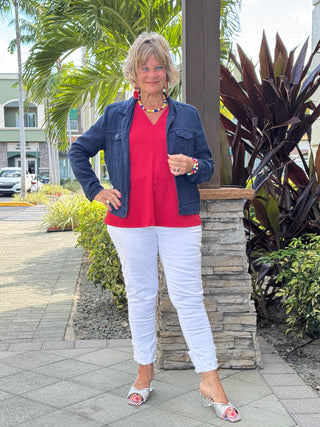 KEY WEST NAVY LINEN JACKET - Cathys Place