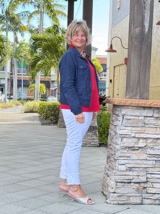 KEY WEST NAVY LINEN JACKET - Cathys Place