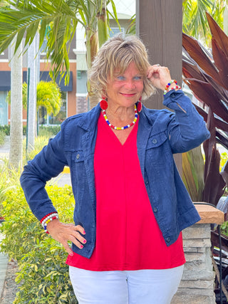 KEY WEST NAVY LINEN JACKET - Cathys Place