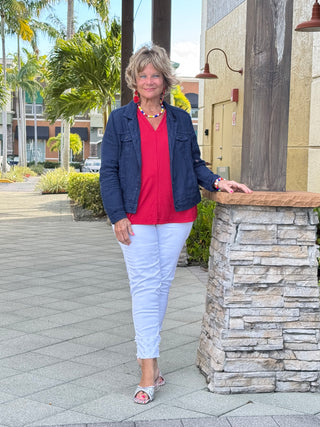 KEY WEST NAVY LINEN JACKET - Cathys Place