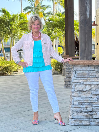 KEY WEST FROSTED PINK LINEN JACKET - Cathys Place