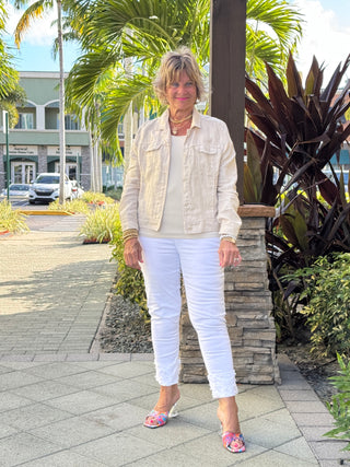 KEY WEST STONE LINEN JACKET - Cathys Place
